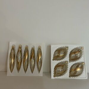 Vintage Kurt Adler Traditional Christmas Ornaments Blown Glass Gold